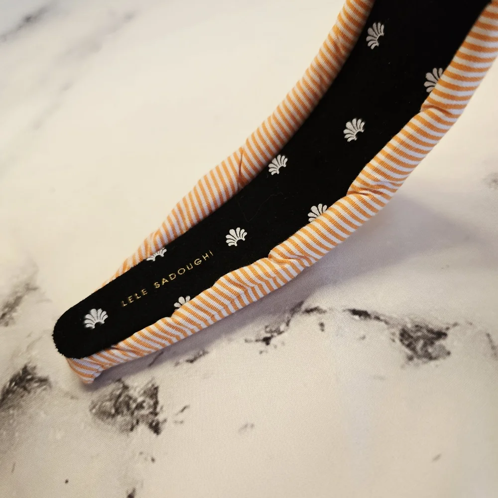 EUC Lele Sadoughi Knotted Headband Orange & White Stripes